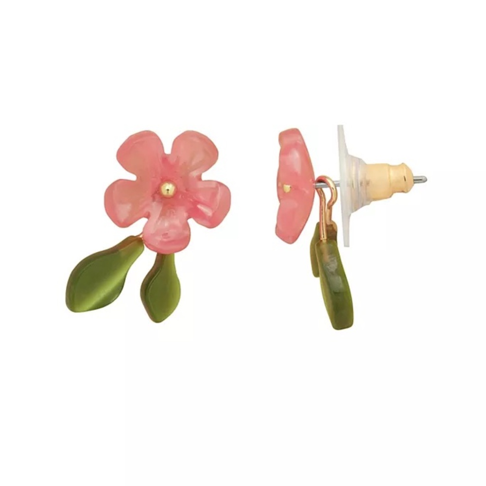 LC Lauren Conrad Gold-Tone Flower & Stem Front to Back Earrings